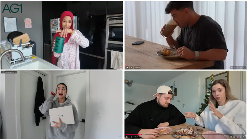 A roster of creators with the brands they promote